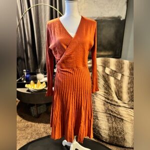 Elegant Orange Wrap Dress L